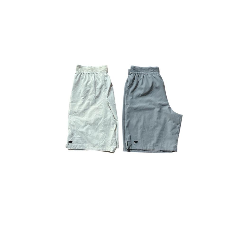 Fabletics Men's Athletic Shorts - Light Gray and white